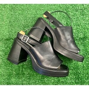 Steve Madden Forza Peep Toe Platform Sandals in Black SZ 9 Slingback Adjustable